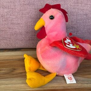 Vintage Ty Beanie Baby Strut the Rooster 1996 Plush With Tag